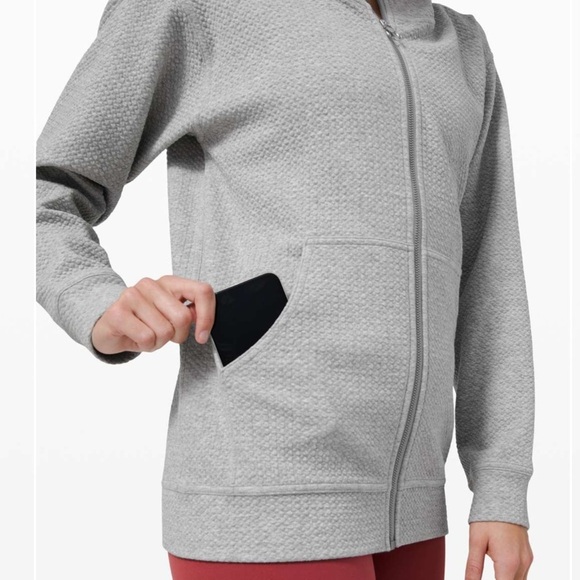 Lululemon All Yours Zip Hood Jacket Bubble Dot Heathered Core Light GreyWhite 4 - Picture 7 of 12